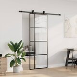  Klizna vrata s priborom crna 76 x 205 cm od ESG stakla | shoptok.hr
