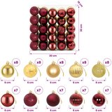  Set božićnih kuglica 75 kom. Zlatna i vinsko crvena 6 cm | shoptok.hr