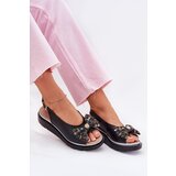 Zazoo Women's leather wedge sandals with bow 1882 black | Shoptok.si