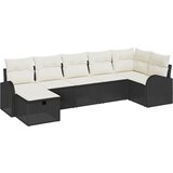 vidaXL Vrtna sedežna garnitura z blazino 7 pcs Črna Poly ratan, (5000021582) | Shoptok.si