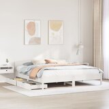 vidaXL Posteljni okvir brez vzmetnice bel 180x200 cm trdna borovina Cene