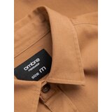 Ombre Men's REGULAR FIT cotton shirt with buttoned pockets - camel | shoptok.hr