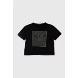 Emporio Armani Otroška bombažna majica črna barva
