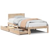 Maison Chic Posteljni okvir - Enojna postelja - Postelja za odrasle s predali 75x190 cm trdna borovina, (21694804) Cene