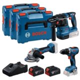 Bosch SET 3 ALATA GBH 18V-22 + GWS 18V-8 + GSR 18V-65 + 2x BATERIJE GBA 18V 5 Ah I PUNJAČ 18V-40 + 3 x L-BOXX 136 | Eponuda.ba