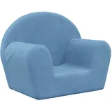 Otroški kavč - Otroški divan - Otroški sedež moder mehak pliš, (21729594)