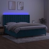  box spring s madracem LED tamnoplavi 200x200 cm baršun | shoptok.hr