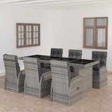 Poli 7-dijelni vrtni blagovaonski set od poliratana s jastucima sivi | shoptok.hr