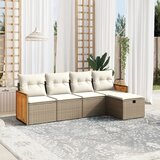 Maison Chic Seti vrtnega pohištva - Vrtna garnitura - Vrtni pohištvo set 5-delna z blazinami bež poli ratan, (21815660) | Shoptok.si