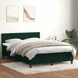 Box Spring krevet s madracem i LED tamno zeleni 160x220 cm baršun Cene