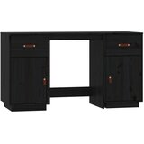 Maison Chic Pisalna miza - pisarniška miza - Računalniška miza z omaricama črna 135x50x75 cm trdna borovina, (21785700) | Shoptok.si