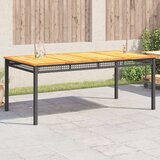 vidaXL Vrtna miza črna 180x90x75 cm poli ratan in akacijev les Cene