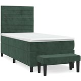 Maison Chic Box spring postelja - Vzmetna postelja z vzmetnico temno zelena 90x200 cm žamet SL7974, (21906522) | Shoptok.si