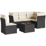 Maison Chic Seti vrtnega pohištva - Vrtna garnitura - Vrtni pohištvo set 6-delna z blazinami črna poli ratan, (21807040) | Shoptok.si