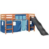 vidaXL Otroški pograd z zavesami modra 80x200 cm trdna borovina | Shoptok.si
