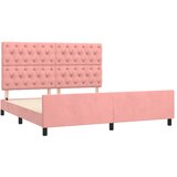  Okvir za krevet s uzglavljem ružičasti 160x200 cm baršunasti | shoptok.hr