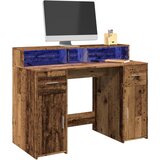  Radni stol s LED svjetlima boja starog drva 120x55x91 cm drveni | shoptok.hr
