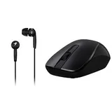 MH-7018 wireless črna + slušalke črne - mini brezžična miška + slušalke