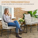  Set od 2 stolice za terasu boho stil udobno sjedalo jastuci za sjedenje periva navlaka metalni okvir bež | shoptok.hr