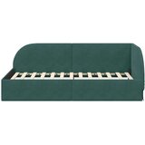 VidaXL Kotna postelja z vzglavjem Temno zelena 100 cm x 200 cm blago Slike
