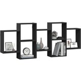 vidaXL Stenska polica črna 159x18x65 cm inženirski les | Shoptok.si