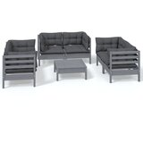The Living Store Vrtna sedežna garnitura 7-delna z blazinami trdna borovina - Vrtna Sedežna Garnitura, (21422515) | Shoptok.si