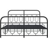  Metalni okvir kreveta uzglavlje i podnožje crni 135x190 cm | shoptok.hr