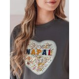DStreet Bluza damska oversize z sercem SERDUCHOVA grafitowa | Shoptok.si