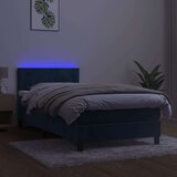  Box spring s madracem LED tamnoplavi 100x200 cm baršun | shoptok.hr