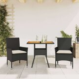 vidaXL 3-dijelni vrtni blagovaonski set s jastucima poliratan i bagrem | shoptok.hr