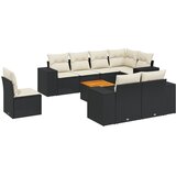 9-dijelni set vrtnih sofa s jastucima crni od poliratana | shoptok.hr