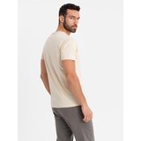 Ombre Men's cotton t-shirt with printed pocket - turquoise | Shoptok.si