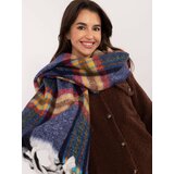 Fashion Hunters Dark blue winter scarf with fringes
