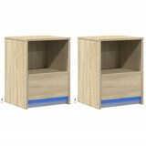  Noćni ormarići s LED svjetlima 2 kom boja hrasta sonome | shoptok.hr