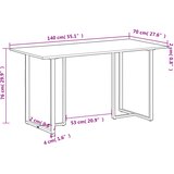  Blagovaonski stol 140 cm od masivnog obnovljenog drva | shoptok.hr