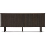 Kave Home Temno rjava nizka komoda v jesenovem dekorju z drsnimi vrati 180x75 cm Mailen – Cene
