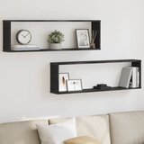 Zidne kockaste police 2 kom crni hrast 100x15x30 cm | shoptok.hr
