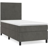 Box spring krevet s madracem tamnosivi 90x190 cm baršunasti | shoptok.hr
