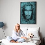  Slika - Shroud of Turin in Turqoise (1 Part) Vertical 40x60 U crnom drvenom okviru | shoptok.hr