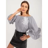 Fashion Hunters White and black Spanish blouse with decorative brooch