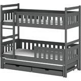 Drveni dečiji krevet na sprat kors sa tri kreveta i fiokom - grafit - 190/200*90 cm Cene