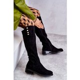 Kesi Warm Suede Flat Heel Boots Black Laura Cene'.'