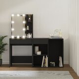  LED toaletni stolić s ormarićem crni od konstruiranog drva | shoptok.hr