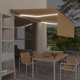 vidaXL avtomatska tenda s senčilom led + senzor 4x3 m rumena in bela | Shoptok.si