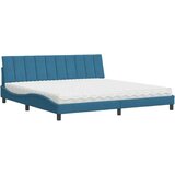  Postelja z vzmetnico modra 200x200 cm žamet, (21653592) | Shoptok.si