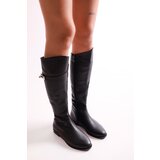 Shoeberry Women's Meroni Black Leather Buckle Boots Black Leather | ePonuda.com