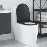 vidaXL Crna Plastika Standardno Čvrsto WC sjedalo Ovalno Moderno