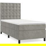 The Living Store Box spring postelja z vzmetnico svetlo siva 100x200 cm žamet - Box Spring Postelja, (21490662) | Shoptok.si