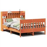 vidaXL Posteljni okvir brez vzmetnice voščeno rjav 140x190 cm borovina | Shoptok.si