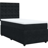 vidaXL Box spring postelja z vzmetnico črna 100x200 cm žamet | Shoptok.si